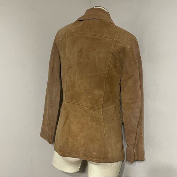 Vintage Women’s‎ Suede Leather Barn Cropped Trench Jacket Size 11 Handmade - Picture 5 of 16